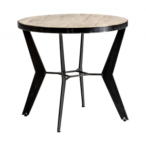 Antrim - Tavolo bar rotondo in legno di mango con struttura in ferro, colore naturale stile industrial, dimensioni 80 x 80 x 73 cm.