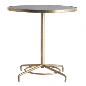 Huez - Tavolo bar rotondo in ferro con piano in marmo, color oro stile art déco, dimensioni 60 x 60 x 61 cm.