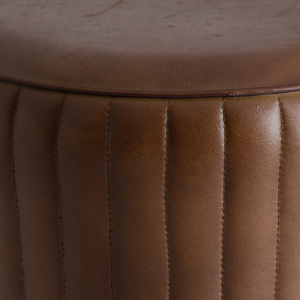 Seney - Sgabello in pelle con struttura in ferro, colore marrone stile vintage, dimensioni 38 x 38 x 79 cm.