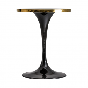 Than - Tavolo bar rotondo in ferro con top in marmo sintetico, colore nero e oro stile classico, dimensioni 62 x 62 x 77 cm.