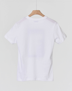 T-shirt bianca mezza manica con patch nero porta logo 8-16 anni