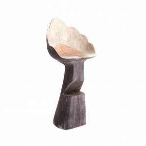 Hoja - Sgabello seduta in legno di suar intagliato, colore naturale stile vintage, dimensioni 50 x 50 x 114 cm.