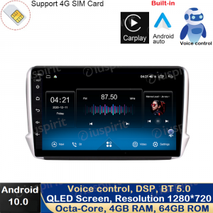ANDROID autoradio navigatore per Peugeot 2008 Peugeot 208 2012-2018 CarPlay Android GPS USB WI-FI Auto Bluetooth 4G LTE