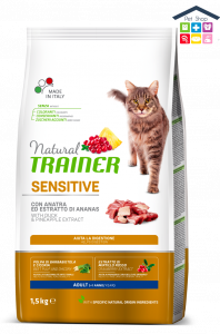 Trainer | Linea Solution Cat Dry | Sensitive Adult - Anatra / 0,300g /1,5kg (Sacchetto)