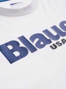 T-shirt bianca mezza manica con logo scritta stampata
