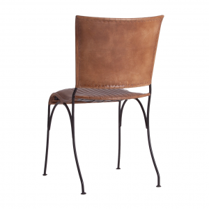Almstock - Sedia in pelle con struttura in ferro, colore marrone stile industrial, dimensioni 42 x 55 x 82 cm.