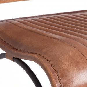 Almstock - Sedia in pelle con struttura in ferro, colore marrone stile industrial, dimensioni 42 x 55 x 82 cm.