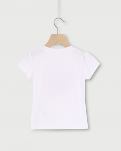 T-shirt bianca con stampa anguria e applicazione di maxi paillettes 3-7 anni