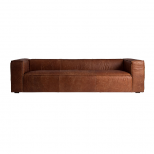 Kurza - Divano 4 posti in pelle con struttura in legno di abete, colore marrone stile vintage, dimensioni 280 x 98 x 68 cm.