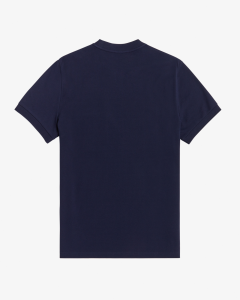 T-shirt blu mezza manica con taschino e bottone