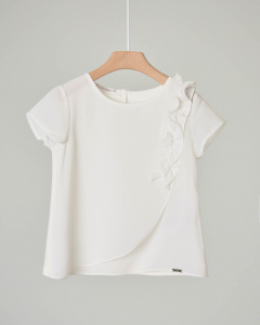 Camicia bianca in crepe con volants 3-6 anni