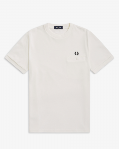 T-shirt bianca mezza manica con taschino e bottone