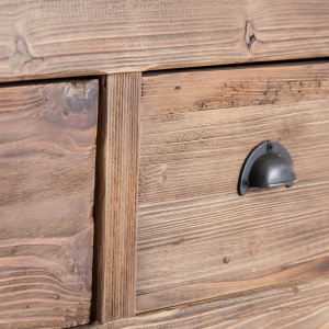 Bern - Cassettiera in legno di pino con 4 cassetti, colore naturale invecchiato stile classico, dimensioni 90 x 45 x 85 cm.