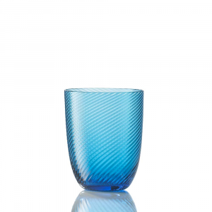 Water Glass Idra Twisted Striped Aquamarine
