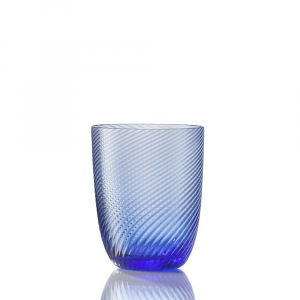 Water Glass Idra Twisted Striped Light Blue