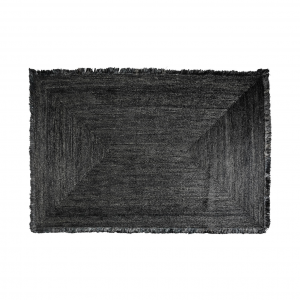 Kisai - Tappeto in fibra di canapa, colore nero stile coloniale, dimensioni 300 x 200 x 0,5 cm.