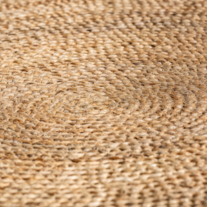 Kisai - Tappeto rotondo in fibra di canapa, color sabbia stile coloniale, dimensioni 240 x 240 x 0,5 cm.