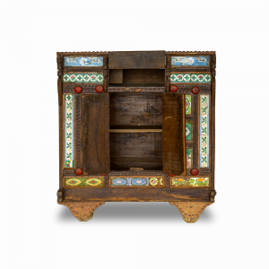Baule nuziale / Credenza in legno di teak con mattonelle in ceramica #1146IN1850