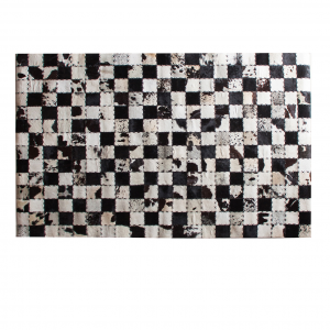 Midland - Tappeto in pelle pelo corto, colore bianco e nero stile vintage, dimensioni 200 x 300 x 0,5 cm.