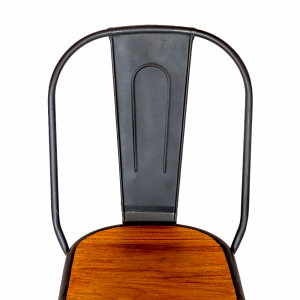Sedia in ferro con seduta in legno di teak 