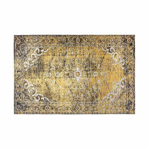 Irenka - Tappeto in viscosa, color ocra invecchiato stile vintage, dimensioni 300 x 200 x 1 cm.