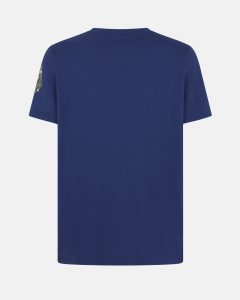 T-shirt blu royal mezza manica con logo bollo sulla manica