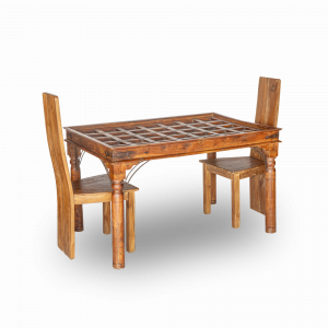Tavolo in legno di palissandro indiano con portale in teak 