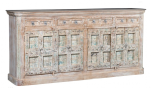 Cottage - Credenza in legno di mango bianco decapato stile shabby chic