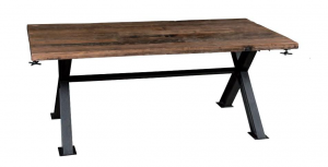 Madison - Tavolo allungabile in legno di mango, colore naturale in stile rustico, dimensione: cm 100 x 200/280 x 78 h