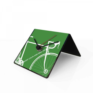 Orologio da tavolo con calendario perpetuo Bike verde 10x10x10 cm