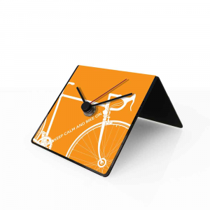Orologio da tavolo con calendario perpetuo Bike arancione 10x10x10 cm