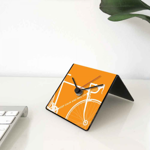 Ewiger Kalender Tischuhr Bike orange 10x10x10 cm