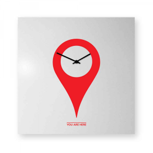 Wall clock You-are-here red/white 50x50cm Made in Italy
