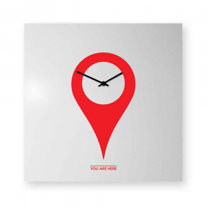 Orologio da muro You-are-here rosso/bianco