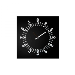 Wall clock Only Hours black 50x50cm Made in Italy