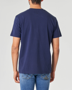 T-shirt blu mezza manica con logo piccolo stampato sul petto