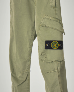 Pantalone verde militare tasconato con elastico in vita 8-anni