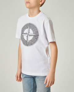 T-shirt bianca mezza manica con maxi logo 10-12 anni