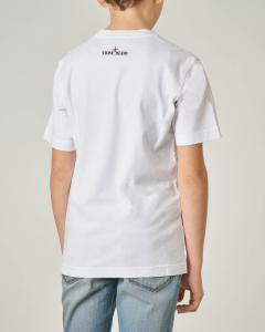 T-shirt bianca mezza manica con maxi logo 10-12 anni