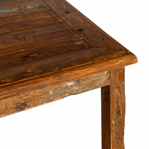 Tavolo quadrato in legno di teak recuperato dalle vecchie imbarcazioni