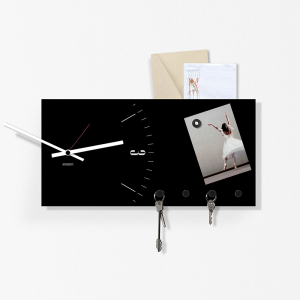 Orologio Portachiavi organizer Clock&More nero 40x20cm con 3 magneti
