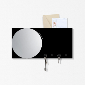 Specchio Portachiavi organizer Mirror&More nero 40x20cm con 3 magneti