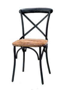 Newport - Sedia X in legno di mango e metallo, colore nero in stile industrial, dimensione: cm 46 x 44 x 90 h