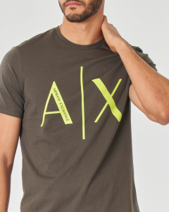 T-shirt verde militare mezza manica con logo AX giallo