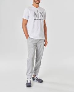 T-shirt bianca mezza manica con logo AX argento
