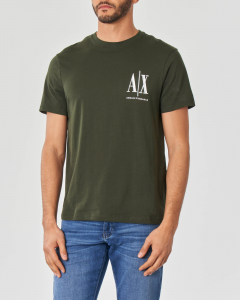 T-shirt mezza manica verde militare con logo AX applicato sul petto