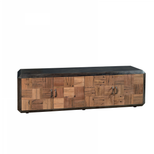 Oaklay - Mobile Porta tv 4 Ante in legno di saal, colore naturale stile vintage rustico, dimensione: cm 200 x 43 x 60 h