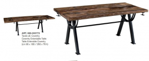 Coventry - Tavolo allungabile in legno di mango e metallo, colore naturale in stile industrial retrò, dimensione: cm 90 x 180 / 260 x 78 h