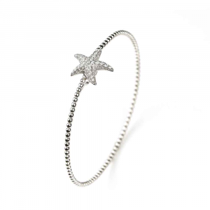 Bracciale rigido in argento con stella marina di zirconi