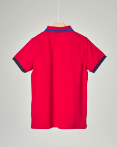 Polo rossa con bordino in contrasto colore su collo e maniche 8-10 anni
